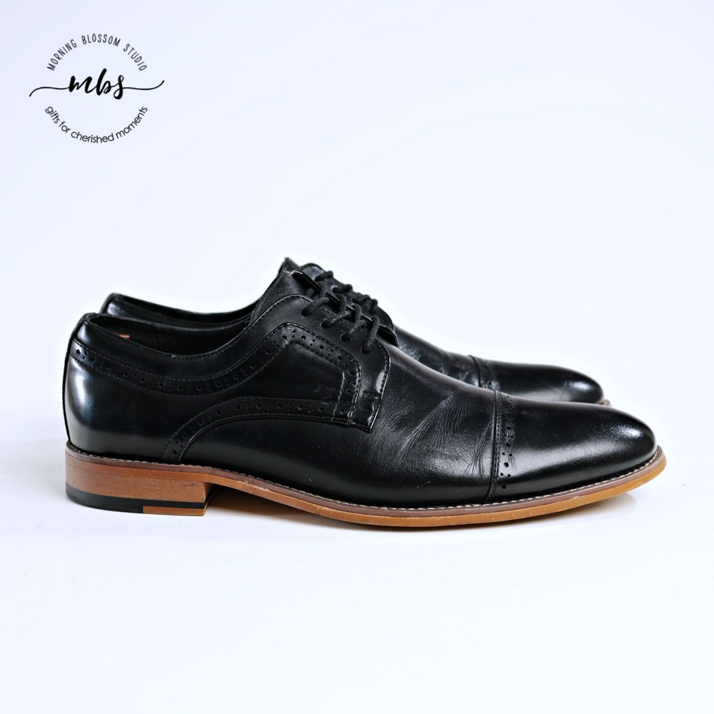 Stacy Adams Atticus Cap Toe Leather Oxfords Black Men 10